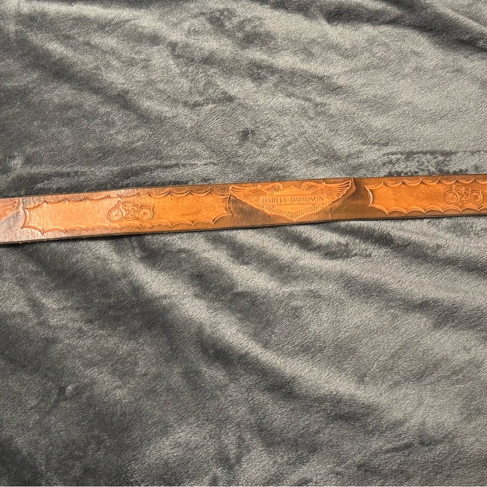 Harley-Davidson Tan Leather Belt with Embossed Logo